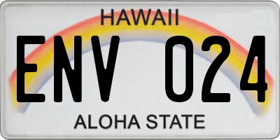HI license plate ENV024