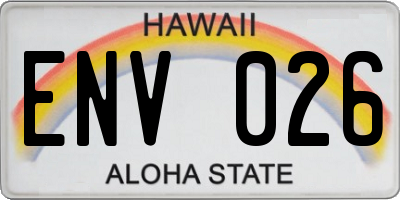 HI license plate ENV026