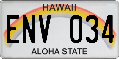 HI license plate ENV034