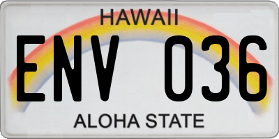 HI license plate ENV036
