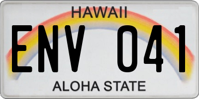 HI license plate ENV041