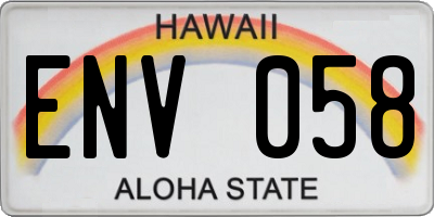 HI license plate ENV058