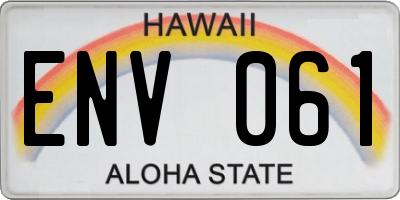 HI license plate ENV061