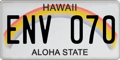 HI license plate ENV070