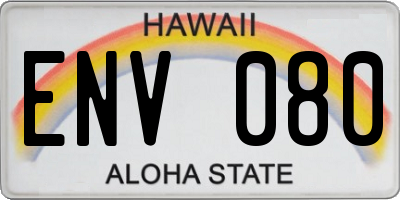 HI license plate ENV080