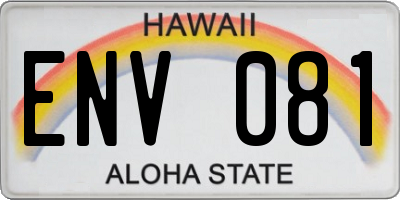 HI license plate ENV081
