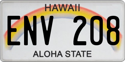 HI license plate ENV208