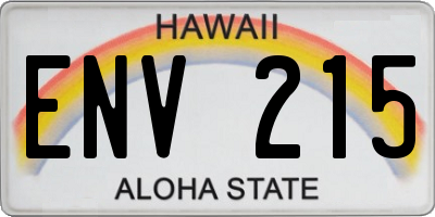 HI license plate ENV215