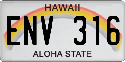 HI license plate ENV316