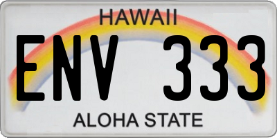 HI license plate ENV333