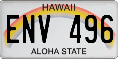 HI license plate ENV496