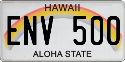 HI license plate ENV500