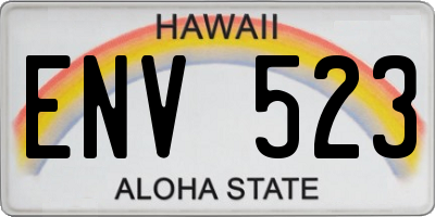 HI license plate ENV523