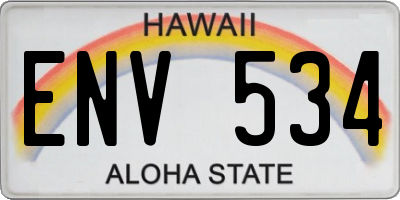 HI license plate ENV534