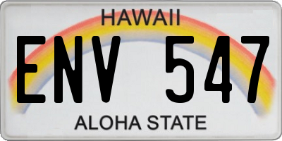 HI license plate ENV547