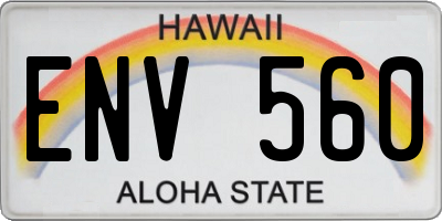 HI license plate ENV560