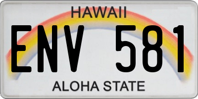 HI license plate ENV581