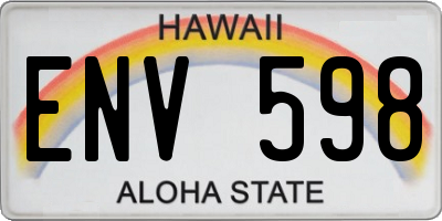 HI license plate ENV598