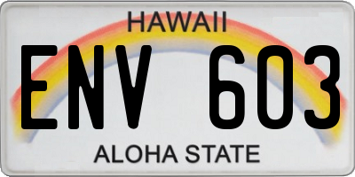 HI license plate ENV603