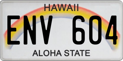 HI license plate ENV604