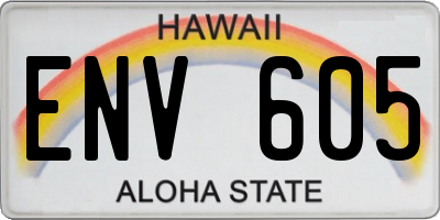 HI license plate ENV605