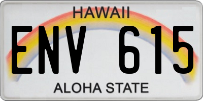 HI license plate ENV615