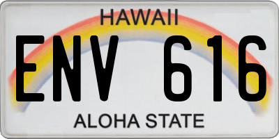 HI license plate ENV616