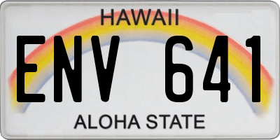 HI license plate ENV641
