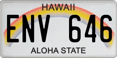 HI license plate ENV646