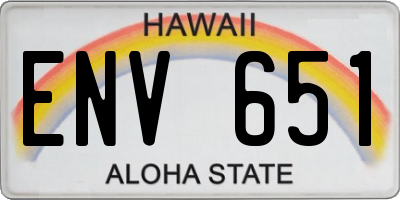 HI license plate ENV651