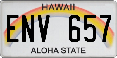 HI license plate ENV657