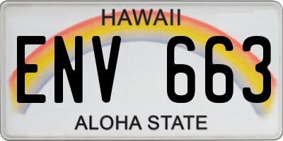 HI license plate ENV663