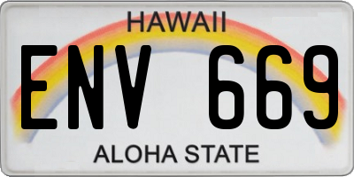 HI license plate ENV669