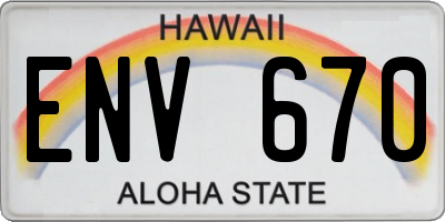 HI license plate ENV670
