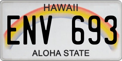 HI license plate ENV693