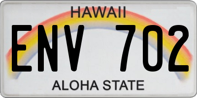 HI license plate ENV702