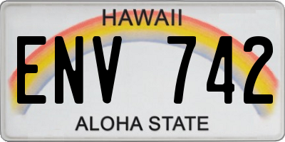 HI license plate ENV742