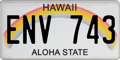 HI license plate ENV743