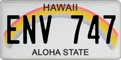 HI license plate ENV747