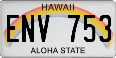 HI license plate ENV753