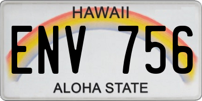 HI license plate ENV756