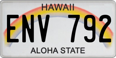 HI license plate ENV792