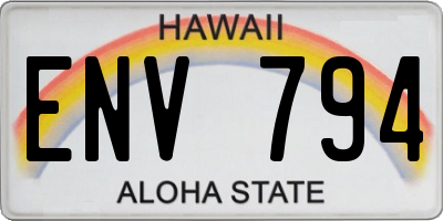 HI license plate ENV794