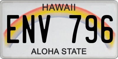 HI license plate ENV796