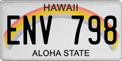 HI license plate ENV798