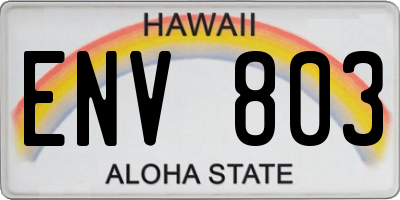 HI license plate ENV803