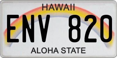 HI license plate ENV820
