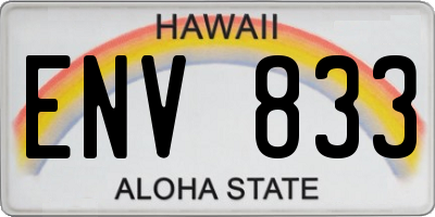 HI license plate ENV833