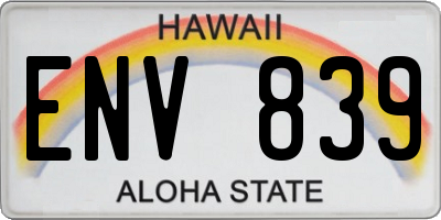 HI license plate ENV839