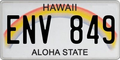 HI license plate ENV849